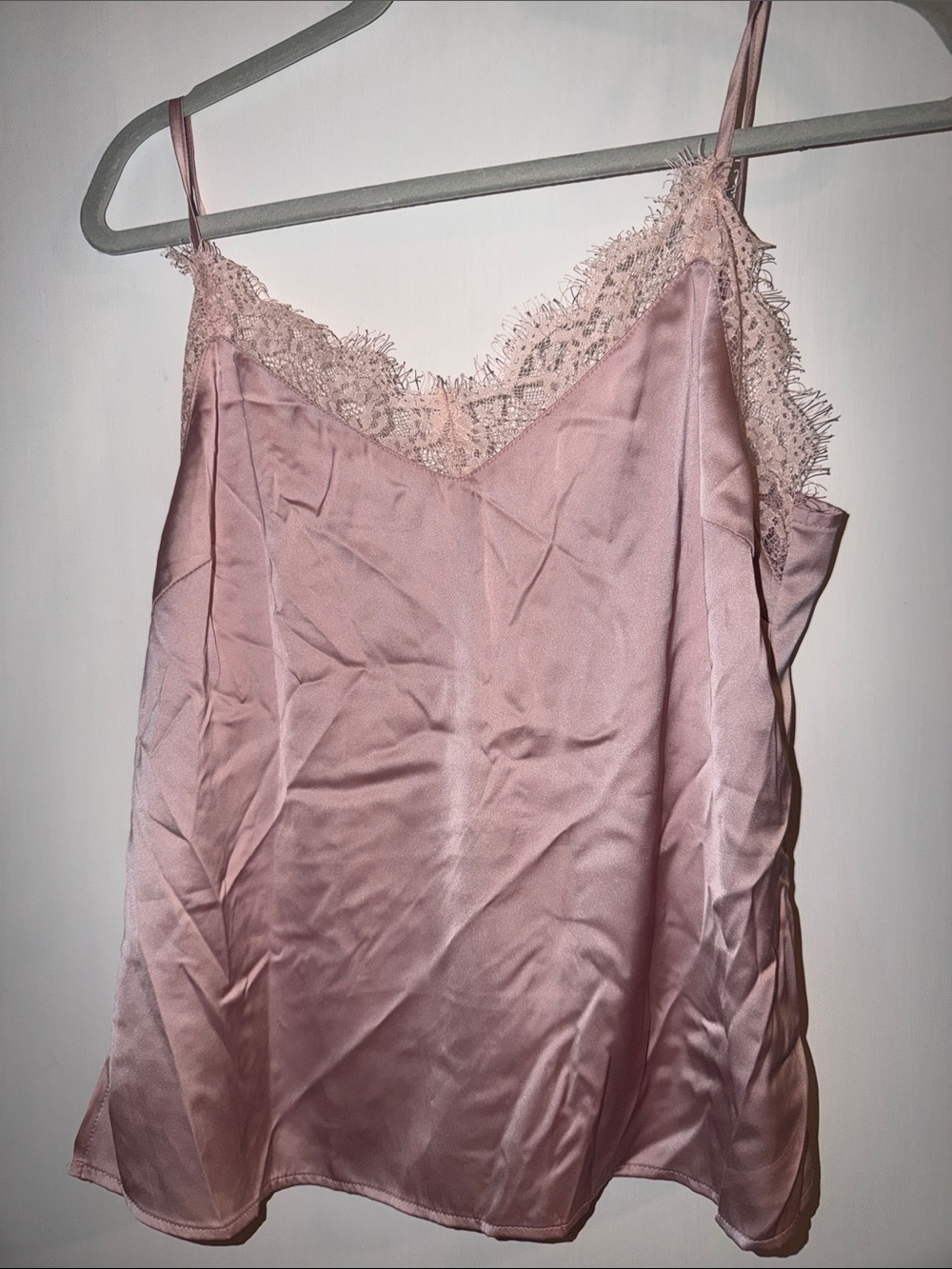 Pink Lily Blush Pink Lace-Trim Satin Slip Cami